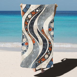 Abstract Circles and Waves - Beach Towel