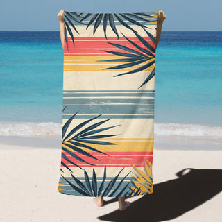 Green Leaves of the Tropical Islands - Beach Towel