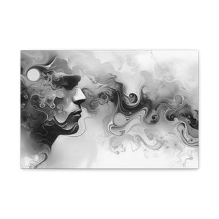 Abstract Face (Black And White) - Abstract Digital Painting On Matte Canvas