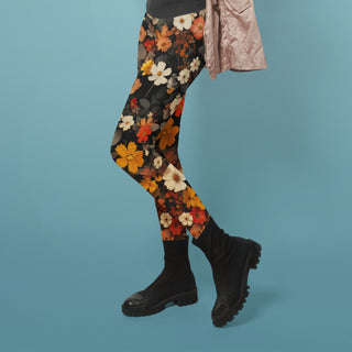 Autumn Flowers Floral Leggings