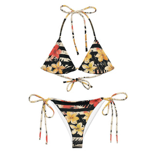 Red And Yellow Floral String Bikini