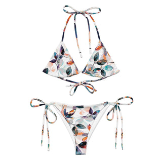Floral leafy string bikini