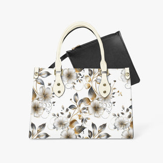 Golden Floral Tote Bag - Long Strap and Inner Bag